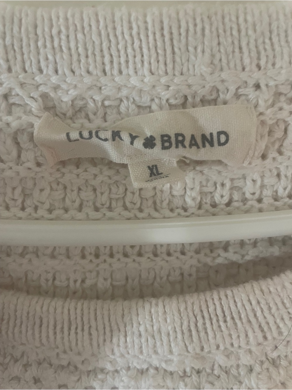 Lucky Brand Cream Crochet Knit Sweater Tank Top XL Boho Coastal Minimalist - Picture 6 of 7